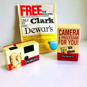 RARE! New Vintage Dewar’s Scotch Whisky Promotional Gift 35mm Camera & Proc.